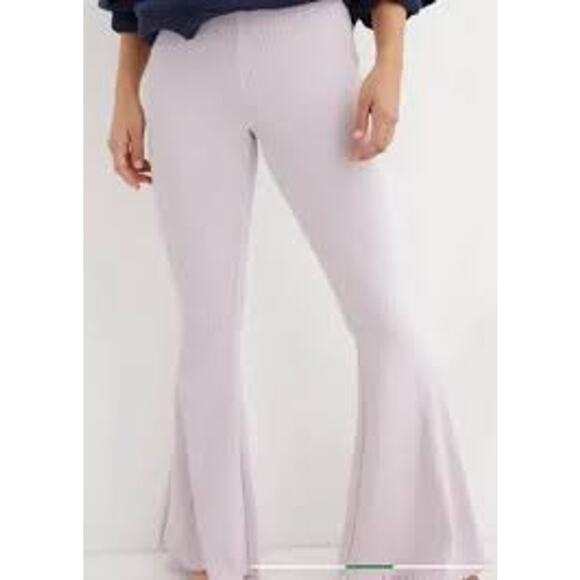 AERIE Kick It Flare High Waist Ribbed Pant COMFY LOUNGEWEAR Lavender Size XS - Picture 1 of 5
